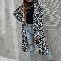 Retro Streetwear Női Kabát Felöltő Női Divat Csíkos Turndown Gallér Kabát Plüss Hosszú Ujjú Gomb Kabát