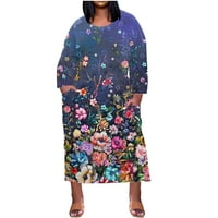 QinHving őszi ruhák nőknek alkalmi Legénység Plusz méretű ruha nőknek laza hosszú ujjú Lounge Maxi ruha zsebekkel