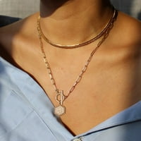 Arany rétegű kezdeti Nyakláncok nőknek 14k aranyozott gemkapocs Link lánc hatszög OT kapocs nyaklánc levél réteges