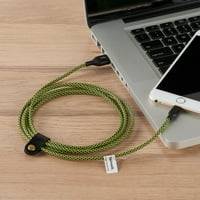 BlackWeb szinkronizáló kábel villámcsatlakozóval és kábelszervezővel, fekete zöld, 6 '