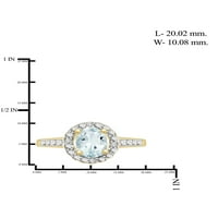 JewelersClub Aquamarine Ring Birthstone ékszerek - 1. Karát -aquamarine 14K aranyozott ezüst gyűrűs ékszerek fehér