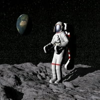 Űrhajós a Holdon a Földdel a háttérben Poszter Nyomtatás