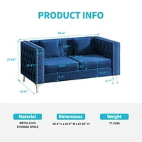 Kabrió szekcionált kanapé kanapé mozgatható tárolóval Oszmán, kanapé hátsó párnákkal, Gombos és Körömfejű díszítéssel-Kék