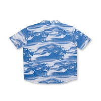 Férfi Rövid ujjú Gomb lefelé az egész Design Műselyem ing, Paradise lt. Blue, méret: S, végtelen nyár