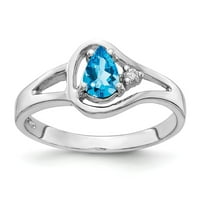 Primal arany karátos fehér arany 6x körte kék topáz és gyémánt gyűrű