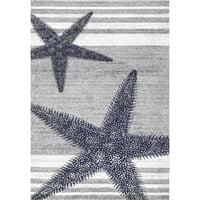 Nuloom Thomas Paul Starfish és csíkos terület szőnyeg, 5 ', szürke