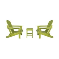 3 darabos kültéri terasz Adirondack székek oldalsó Asztalkészlettel, Lime