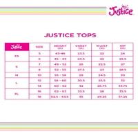 Justice Girls Button elülső szemléces légy teteje, méretek 5- & Plus