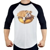 Férfi Angol Bulldog Donut Tee B PLY Raglan Baseball póló nagy