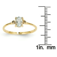 Primal Gold Karat sárga arany gyémánt és akvamarin születési gyűrű