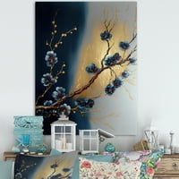 Designart Blue Cherry Blossom III III vászon fali művészet