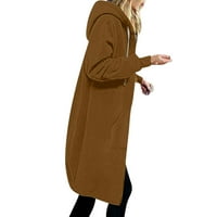 Hosszú ujjú edzés felsők Női Női Egyszínű kabát megvastagodása és gyapjú és téli alkalmi cipzár Hosszú ujjú zseb kapucnis