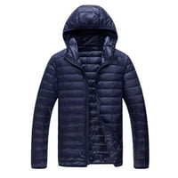 Sngxgn Férfi kapucnis Puffer kabát Zip Up vízálló buborék felöltő Puffer kabát férfi, haditengerészet, Méret XL