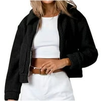 Guzom női gyapjú dzsekik-vágott Sport Cipzár Kapucnis Női téli kabátok fekete Méret M