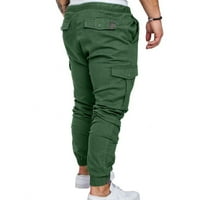 Férfi klasszikus vékony Jean nadrág alap Egyszínű kocogó nadrág nagy zseb húzózsinórral rakomány Sweatpants