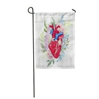 Akvarell virágos Boho stílus szívvel és virágokkal orgonák és pünkösdi rózsa tárgy kerti zászló dekoratív zászló Ház