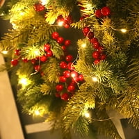 Karácsonyi Koszorú Piros Gyümölcs Szimuláció Műanyag Koszorú Falra Akasztva Karácsonyi Dekoráció Ajtó Lóg Lámpákkal