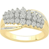 Carat T.W. Diamond 10KT sárga arany by-pass lépcső gyűrű