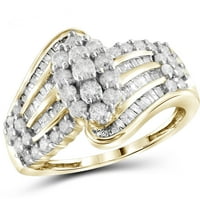 JewelersClub 14K aranyozott ezüst 1. Karát fehér gyémánt gyűrű nők számára