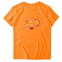 ertutuyi Női felsők Női Divat Alkalmi nyomtatás o-nyakú laza rövid ujjú póló pulóver felsők Narancs m