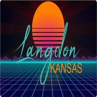 Langdon Kansas Vinyl Matrica Stiker Retro Neon Design