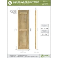 Ekena Millwork 15 W 52 H Americraft Két egyenlő sík panelek külső valódi fa redőnyök, Hailstorm szürke