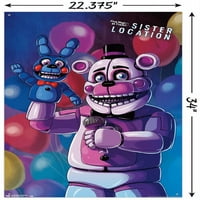 Öt Éjszaka Freddy-nél: nővér helye-Funtime Freddy fali poszter Push csapokkal, 22.375 34