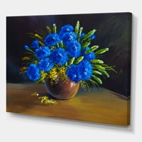 Designart 'Csendes élet egy csokor kék vadvirágokból vázában' hagyományos vászon fali művészet nyomtatás