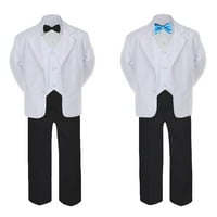 Baba kisgyermek Fiú Tini hivatalos Fekete-fehér öltöny szett Szatén Csokornyakkendő Sm-20