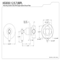 Kingston Brass KS3032BPL Bel-Air 3-utas terelő szelep Trim Kit, polírozott sárgaréz