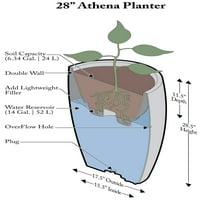 Algreen Athena ültetvényes, magassága 17,5 hüvelyk., Öntöző Ültetvényes, Meleg Szürke
