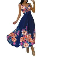 Vintage Maxi ruhák nőknek virág nyomtatás Spagetti heveder ruha Szexi ujjatlan Maxi ruha íj ruha női nyári ruhák vestidos