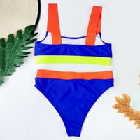 Női Patchwork színes Bikini szett fürdőruha Beachwear Split fürdőruha fürdőruha női One Piece, Kék S