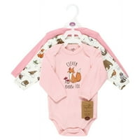 Megérintette a természet csecsemő lány organikus pamut hosszú ujjú body, Girl Woodland Alphabet 3-Pack, 18 hónapos