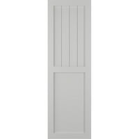 Ekena Millwork 15 W 78 H True Fit PVC parasztház síkképernyős kombinált rögzített rögzítésű redőnyök, Jégeső szürke