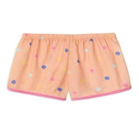 A Wonder Nation lányok rövid ujjú felső és alvási rövidnadrág pizsama szett, 2-darabból, méretek 4- és plusz
