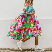 TKing Divat Női nyári alkalmi Boho nyomtatott Laza rakott ruhák Hüvely O-nyakú Maxi ruhák Többszínű 2XL