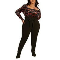 Női Fekete Alkalmi sima sovány Plusz méretű nadrág