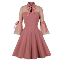Midi ruhák női ujjú Hajtóka ruha Swing Ruha Háziasszony Vintage Silm Fit bankett ruha Mini Tea ruha